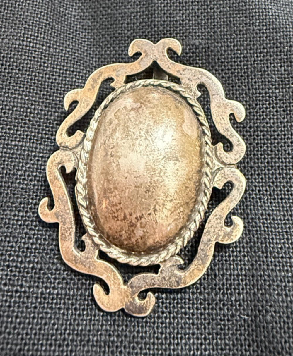 Taxco TB-157 Sterling Silver Brooch Domed Pin Scrollwork Mexico 925 VTG Jewelry